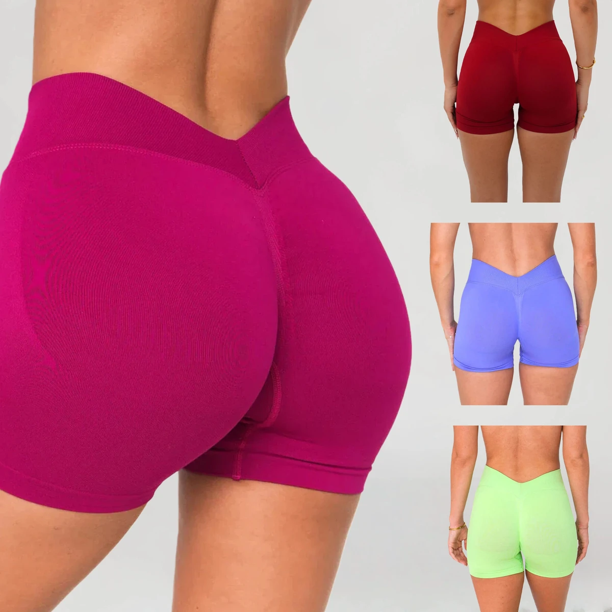New Style Back V Push Hip Yoga Shorts High Waist Quick Dry Athletic Gym Workout Sports Solid Tight Light Weight Shorts for Women
