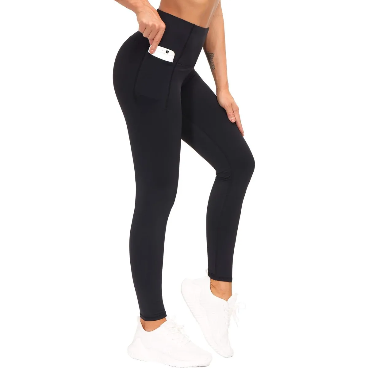 FOXA Tummy Control Workout Leggings High Waist With Pockets For Women Yoga Fitness Running Athletic Pants