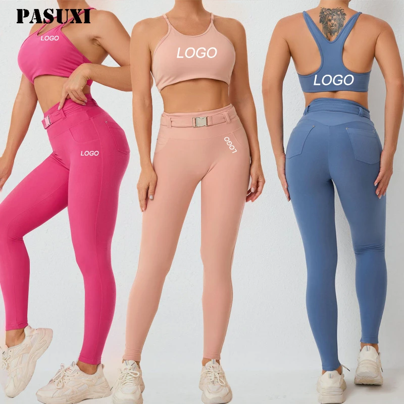 PASUXI New Seamless Yoga Women Workout Clothes Sports Fitness Bra High Waist Gym Leggings 2 Piece Yoga Set for Women