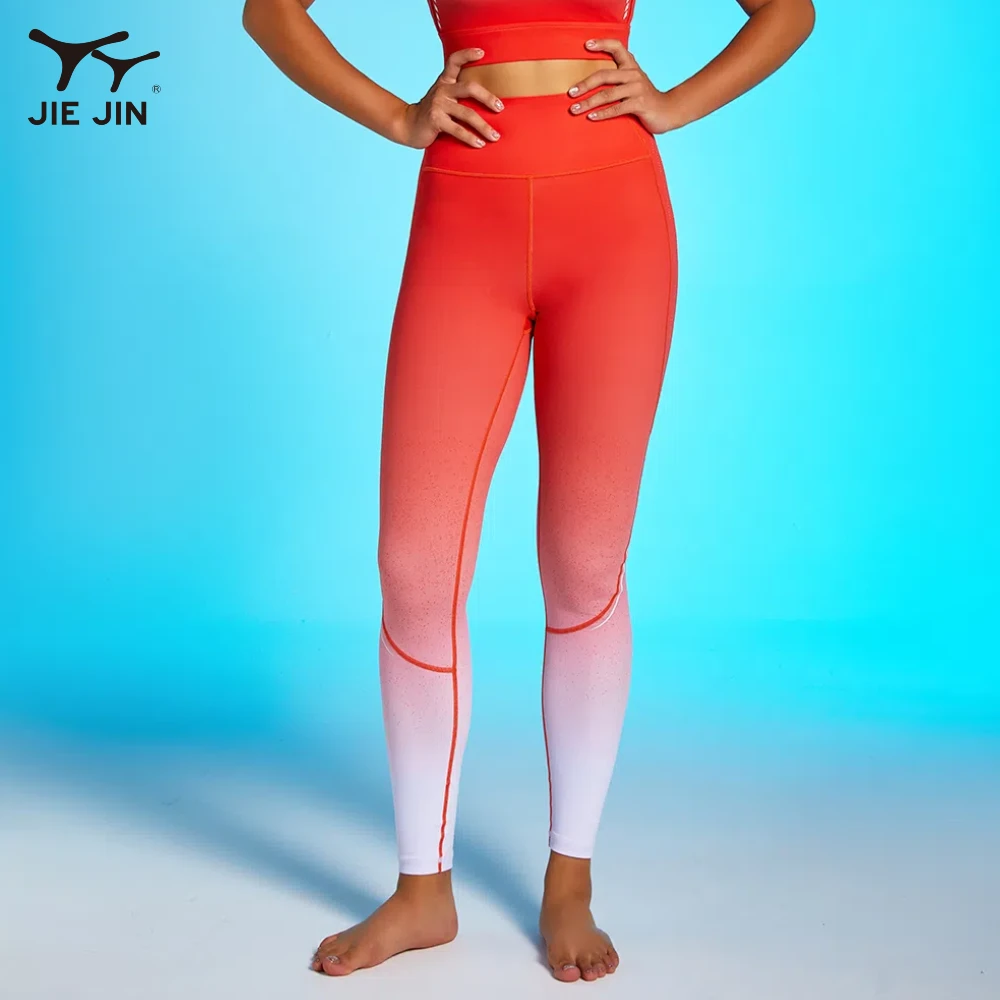 JIEJIN Customised Length Compression Tummy Control Thick High Waist Gym Tights Leggings Yoga Pants With Pockets