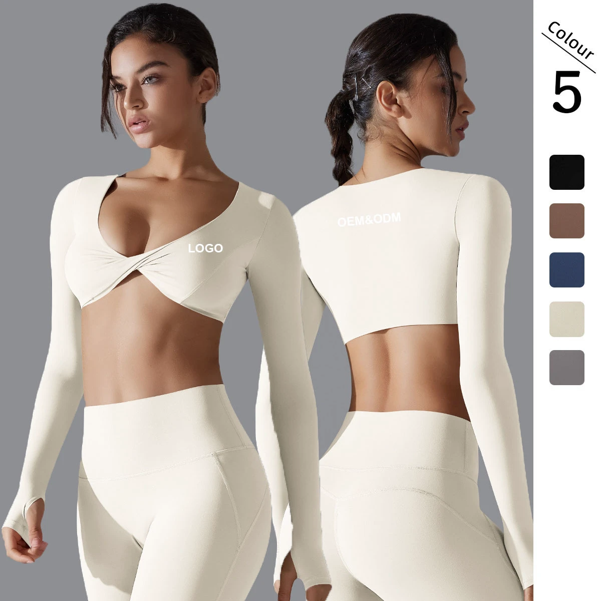 Women's New Design Long Sleeve Crop Tank Breathable Lightweight Seamless Sports Bra for Running and Fitness Yoga Wear