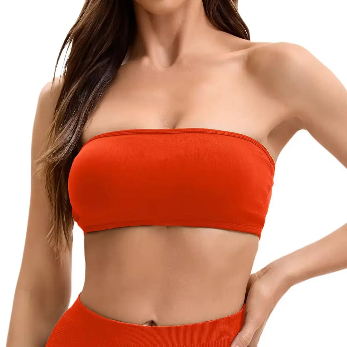 Women's Adjustable Double-Layer Seamless Sports Wireless Yoga Bra with Front Logo for Sports and Gym Use