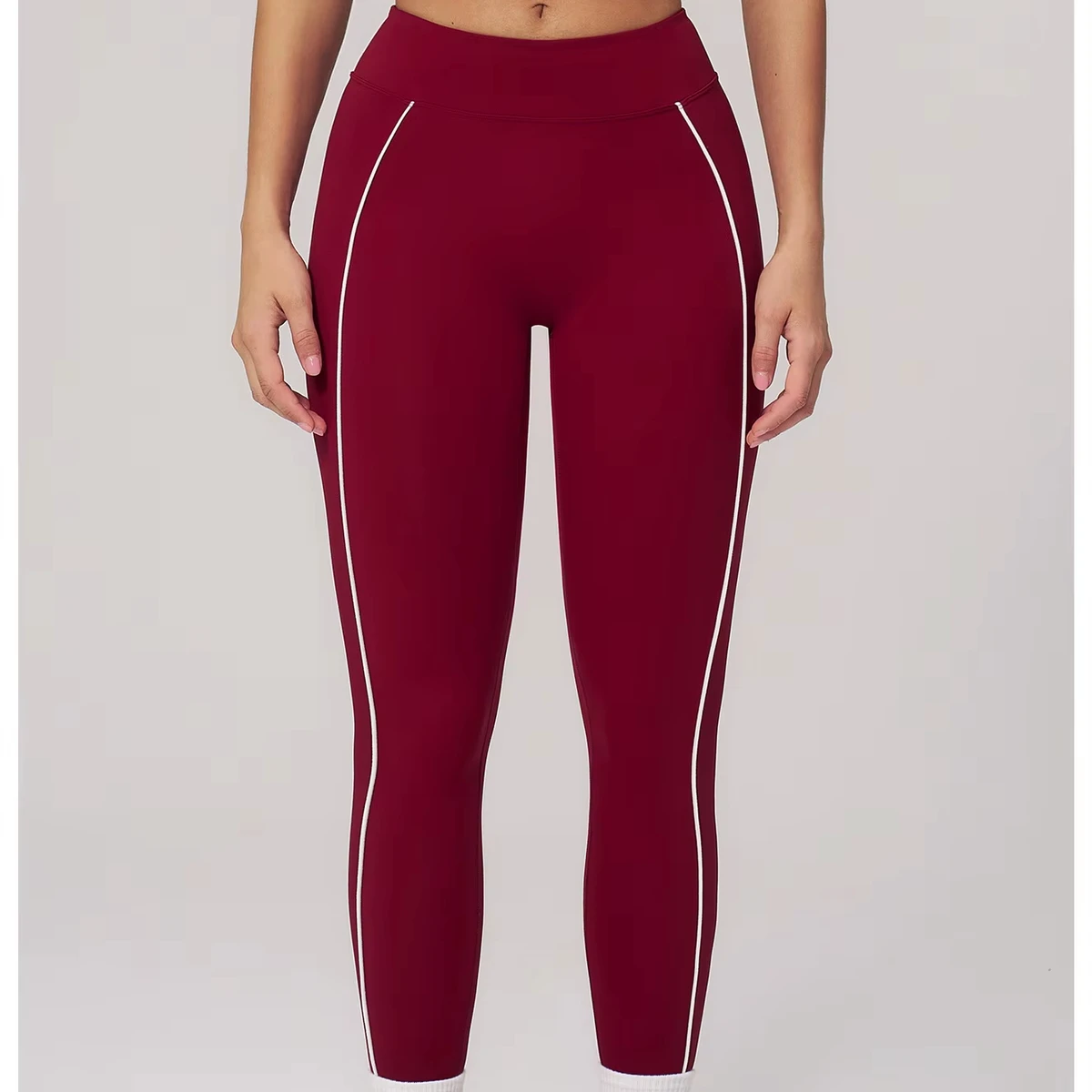 Women's High Waist Color Block Yoga Leggings Brushed Fabric Butt Lifting Slim Fit Workout Running Fitness Pants