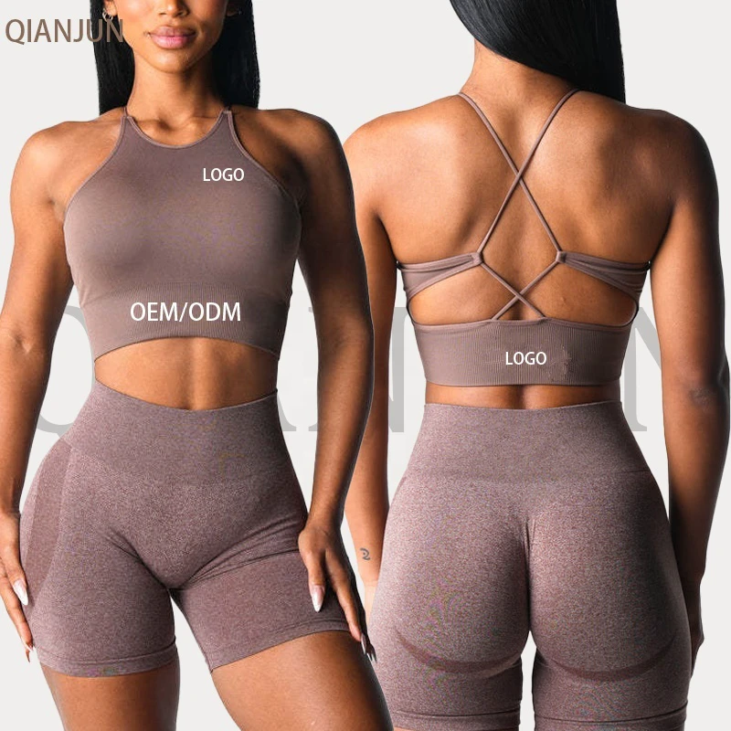 Buttery Soft Mint Ropa Deportiva Womens Spaghetti Strap Seamless Sportswear Gym Yoga Sports Crossed Back Tops Bra