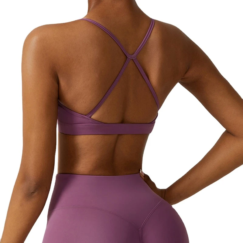 High Quality Sports Bra Thin Strap Yoga Gym Fitness Sling Compression Soft Workout Bra Tops