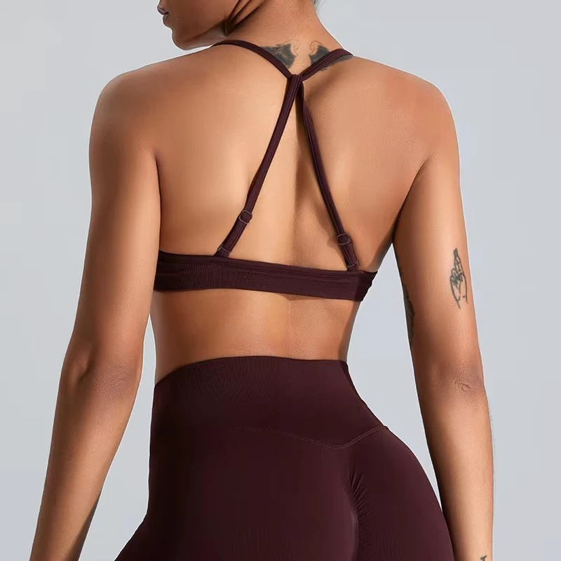 Hot Selling Adjustable Strap Cross Back Womens Quick Dry Workout Fitness Yoga Wear Seamless Sport Bra