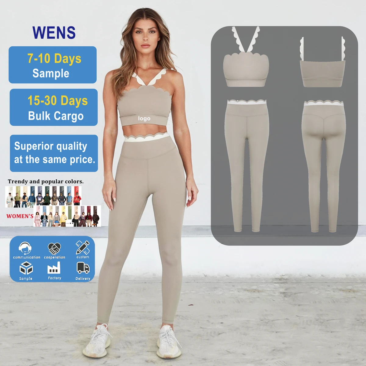 Women's Custom Reversible Eco-Friendly Butt Lift Fitness Yoga Leggings with High for Gym Bra Breathable Quick Dry 2-Piece Set