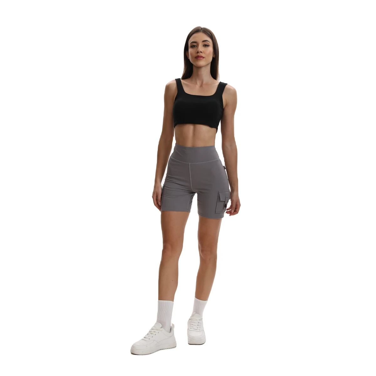 (Overseas Warehouse Shipping) 2026 New Arrival Solid High Waist Slim Yoga Shorts Side Pockets Four-Way Stretch Soft Breathable