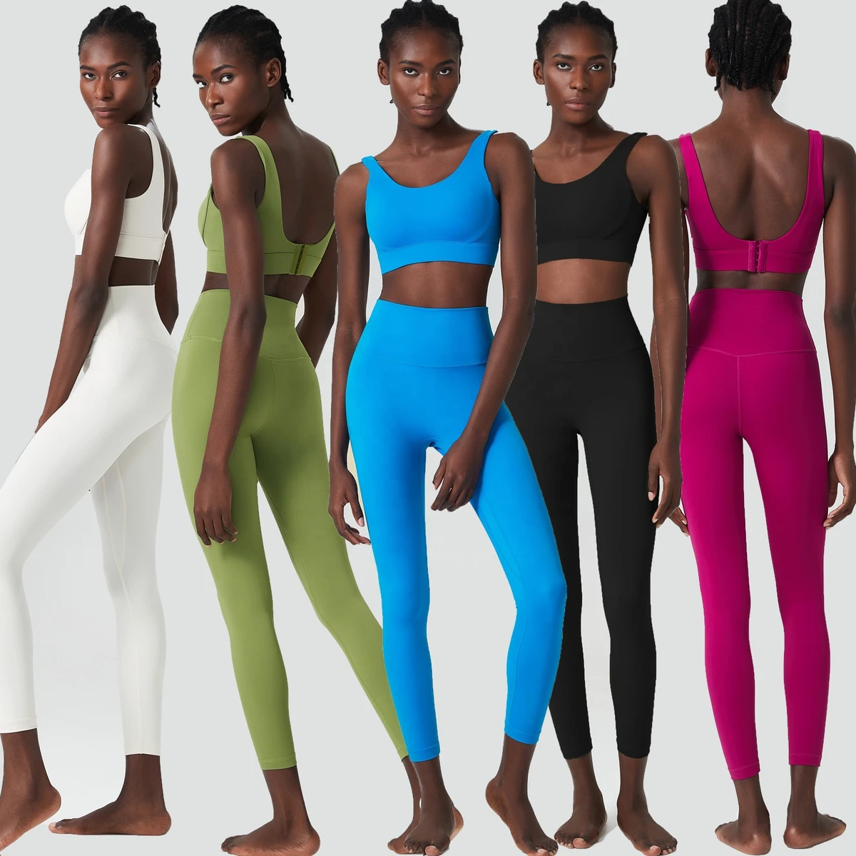 Custom Workout Gym Fitness Sets Sportswear Clothes Two 2 Piece Crop Top and High Waist Leggings Yoga Set Fitness Women