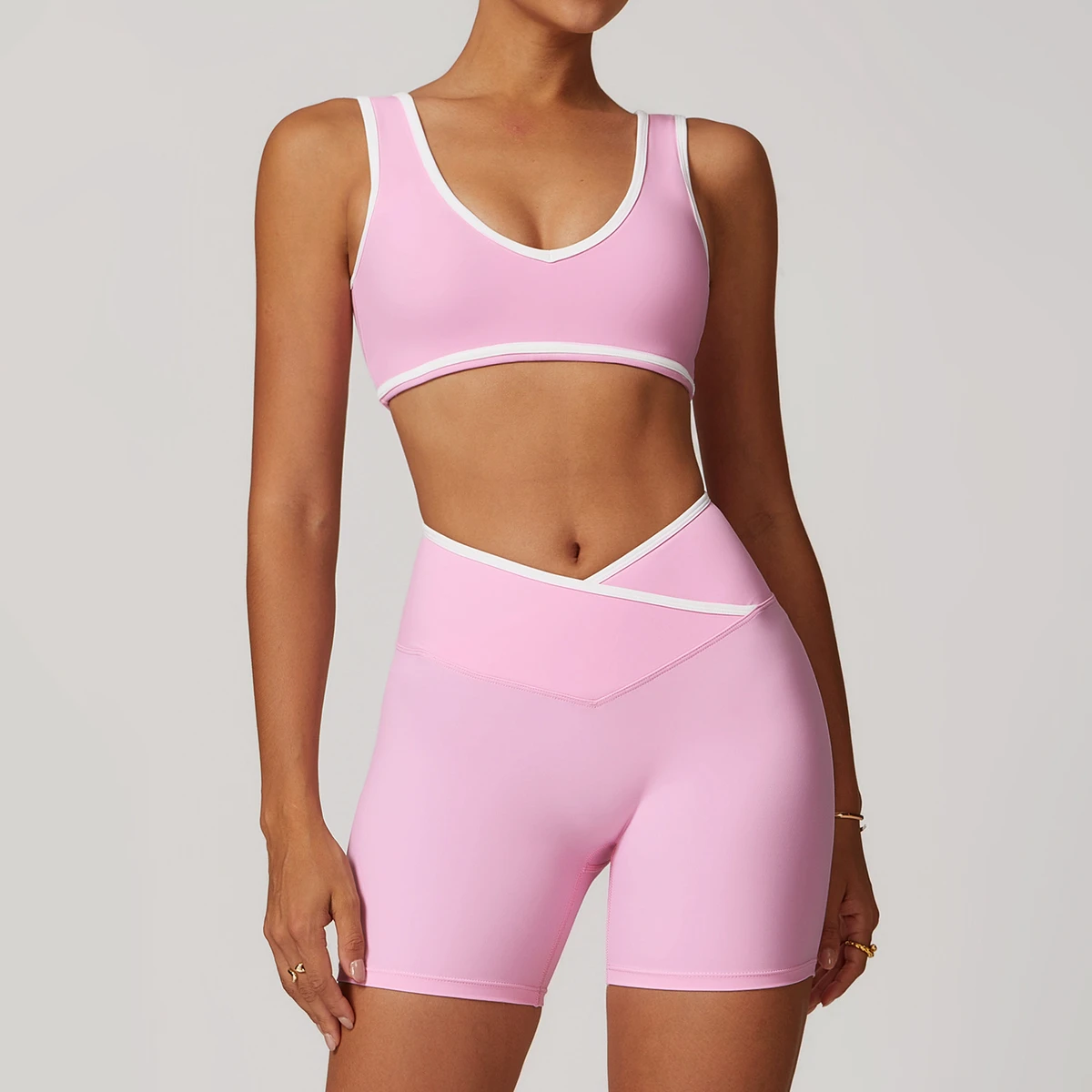 New Product Tracksuits for Women High Waist Sports Suit Contrast Color Backless Bra Sportswear Gym Fitness Yoga Sets