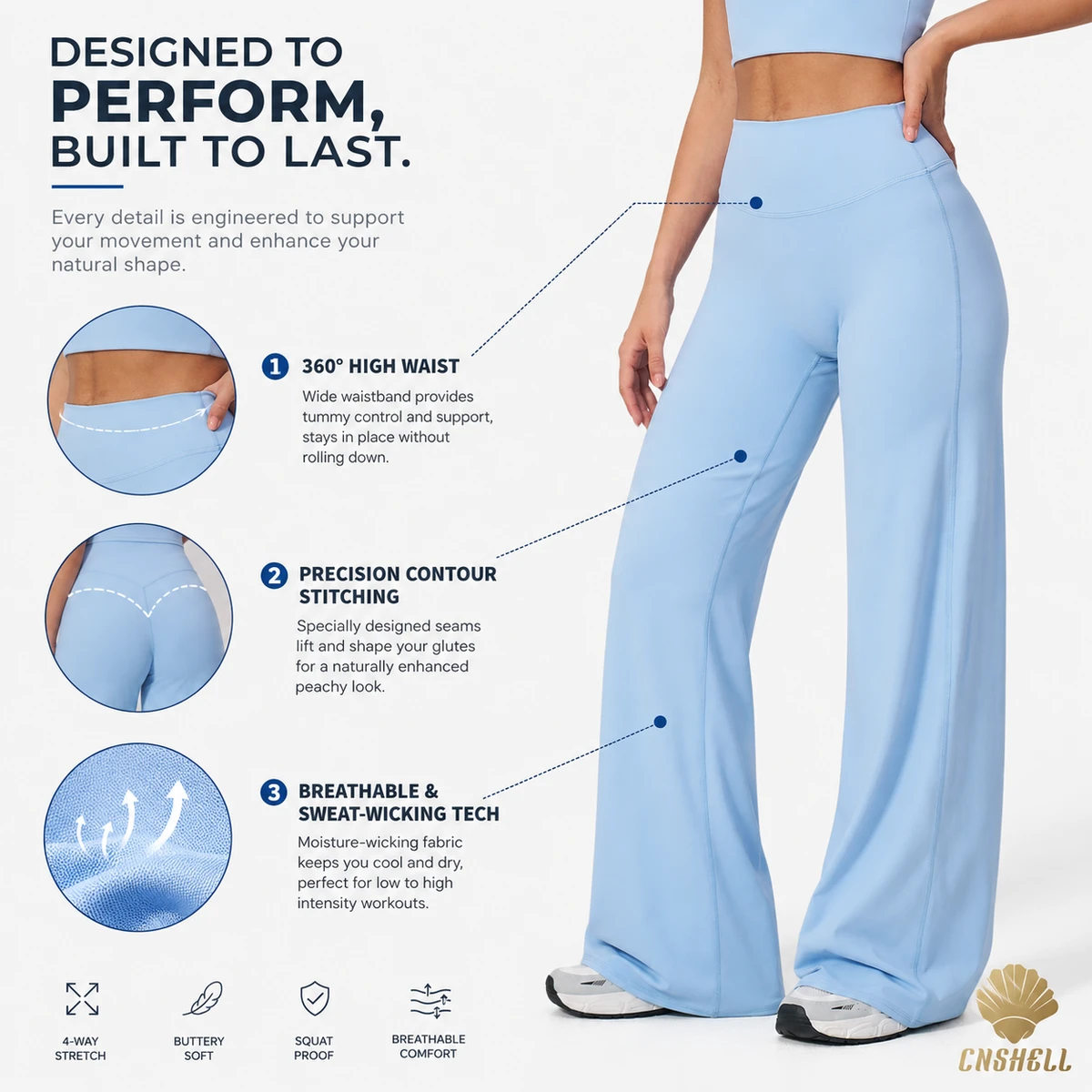 High Waisted Wide Leg Yoga Pants Tummy Control Butt Lifting Deep V Back Athletic Flare Leggings for Fitness Gym Workout