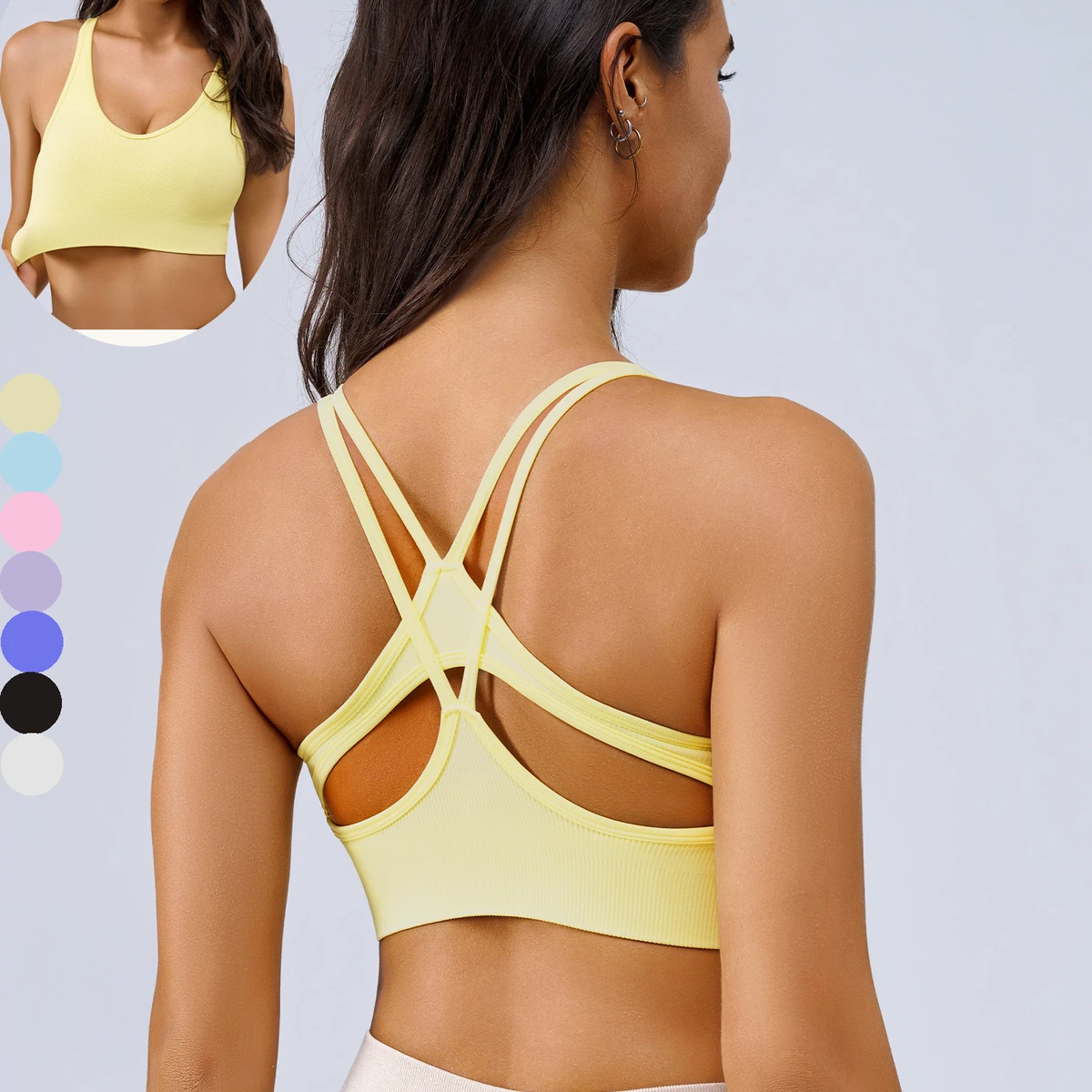 New Fashion Sexy High Support Nude Feeling Shockproof Gym Fitness Workout Yoga Sports Bra for Women