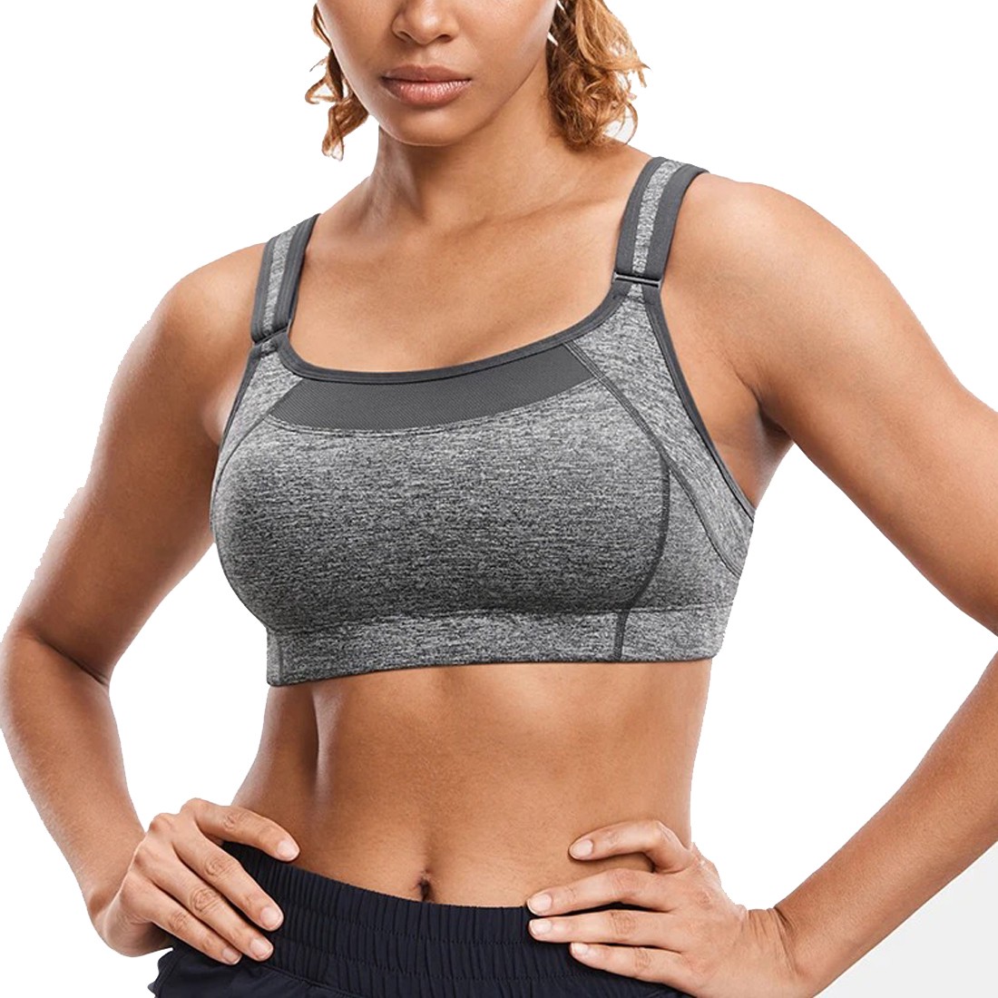 Breathable Round Neck Sleeveless Customized logo Printing Fitness Gym Wear Women High Support Seamless Sports Bra