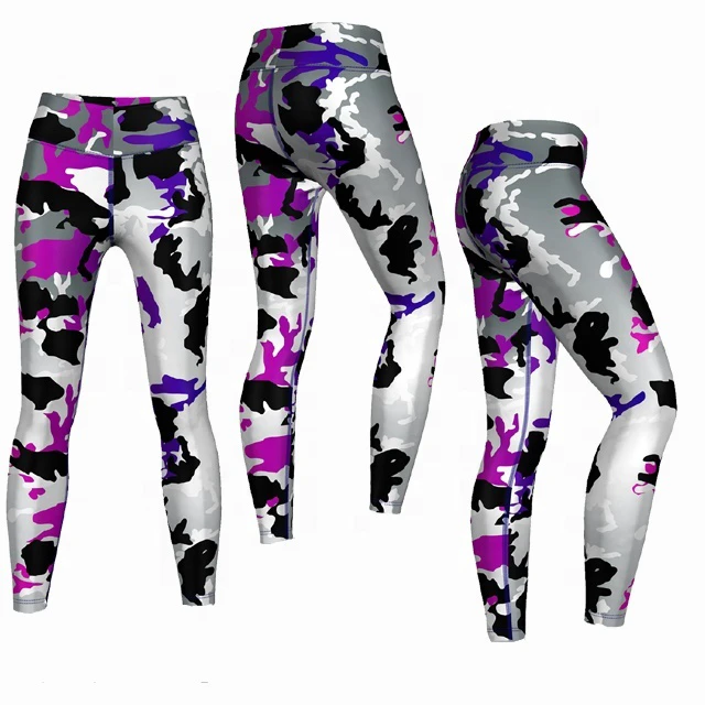 Women's High Waist Fitness Leggings Printed Gym Sport Yoga Pants Running Trousers Polyester Spandex Quick Dry Four-Way Stretch