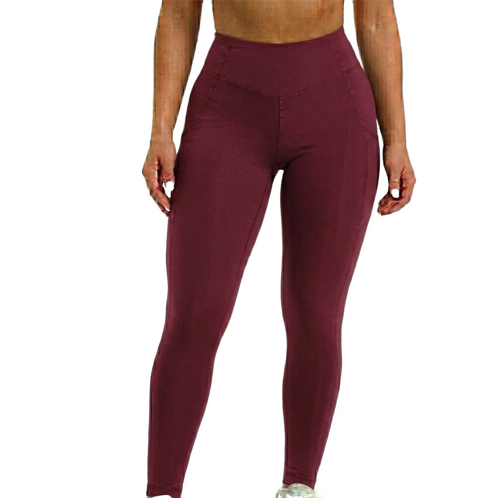 2026 Best Seller High Waist Solid Yoga Leggings 220g Spandex Polyester Breathable for Gym Tights with Side Pockets