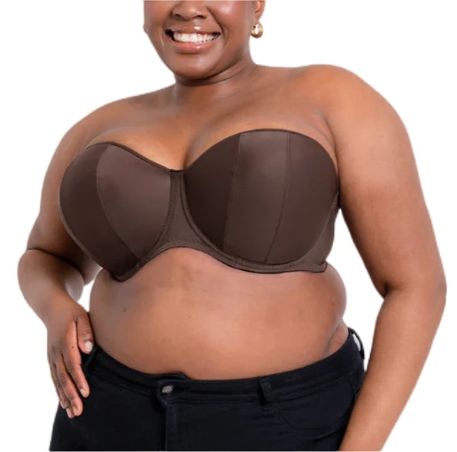 Strapless Full Cup Underwire Plus Size Bra 34-42 DD E F FF G GG H JJ Halter Collar Worsted Fabric Half Slips Everyday Wear