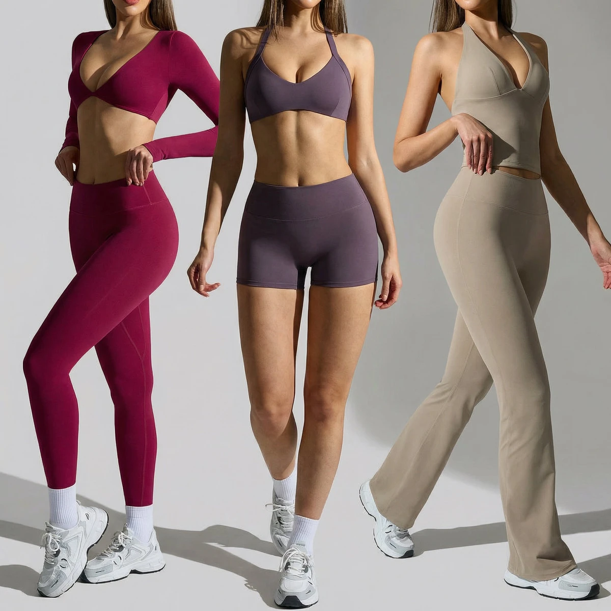 Trend 2026 LOW MOQ 6 Piece Breathable Sweat Wicking Quick Dry Butt Lifting Gym Sports Suits Women Naked Feeling Yoga Set