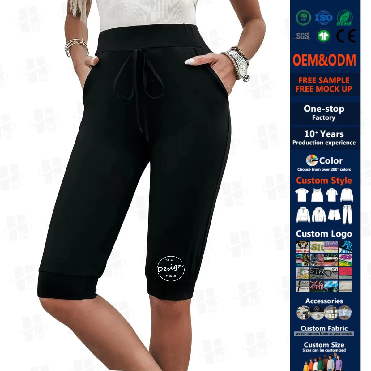 Wholesale Custom Logo Women's Summer Elastic Waist Skinny Fit Quick Dry Sports Casual Pants Straight Leg Cropped Yoga Pants