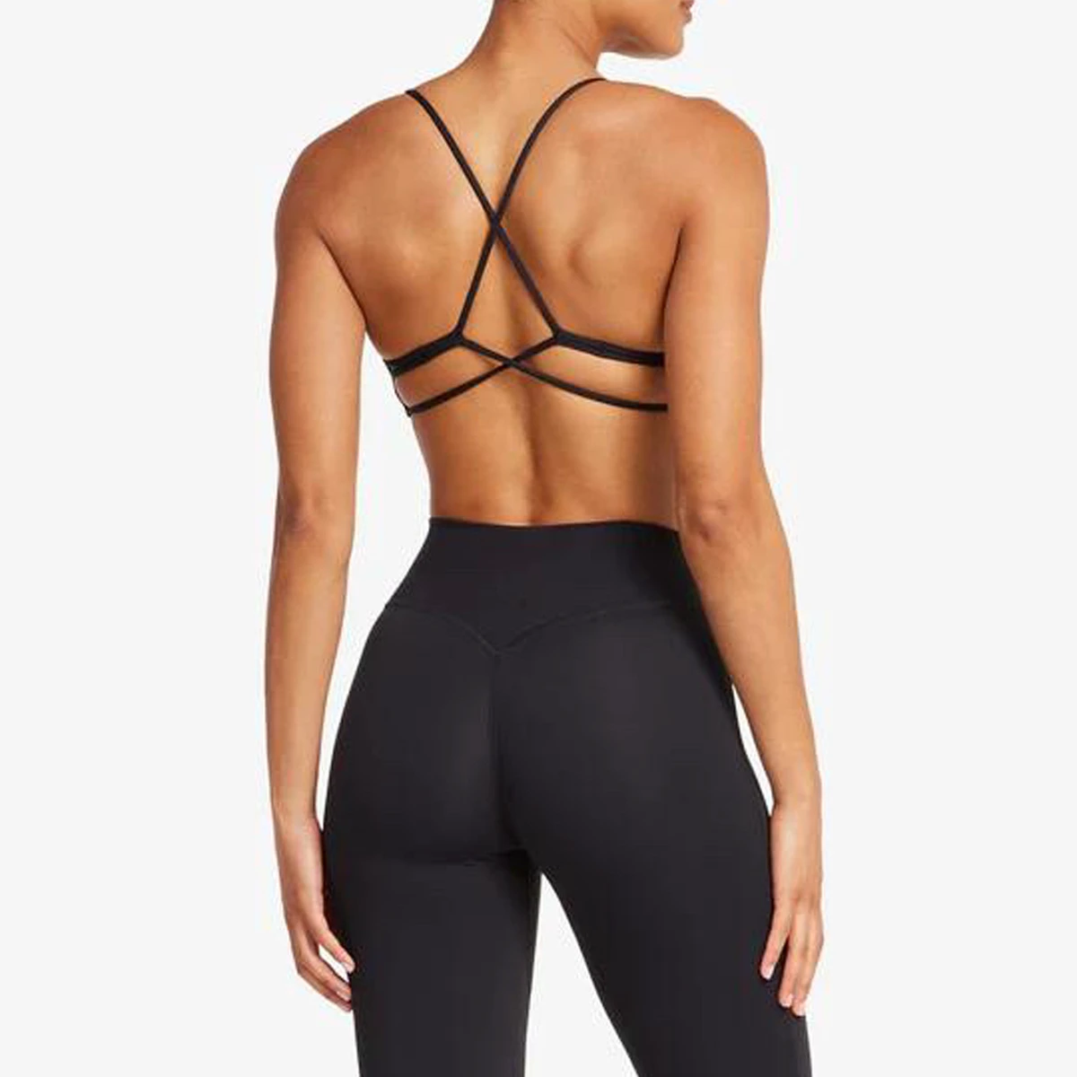 Cross-Border U-Neck Chest-Enhancing Crisscross Straps Breathable Quick-Dry High Support Removable Pads Spandex/Nylon Sports Bra