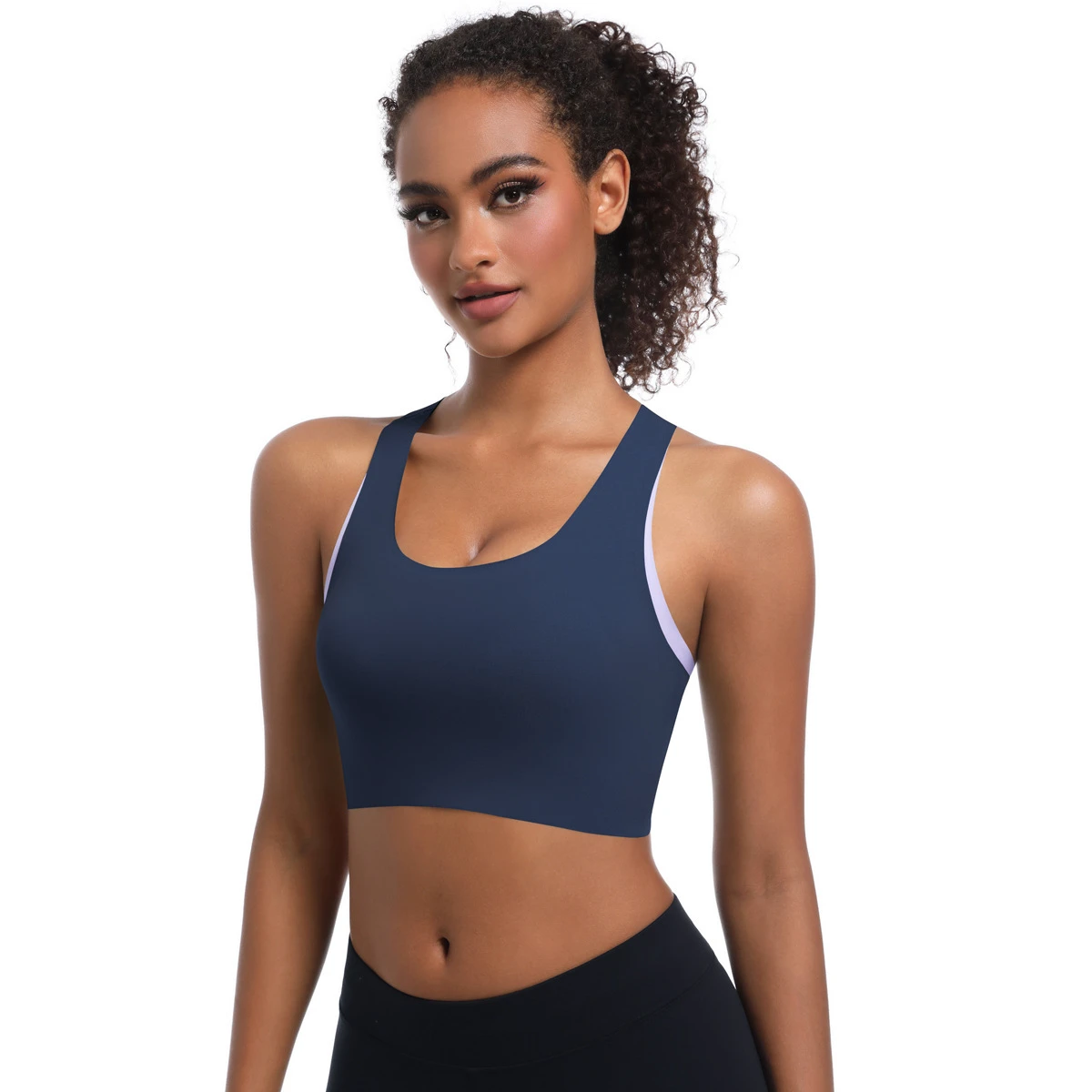 Wholesale Custom Logo Women's Active Wear Color Block Yoga Bra High Support Gym Sports Bra Top Fitness Quick Dry Breathable