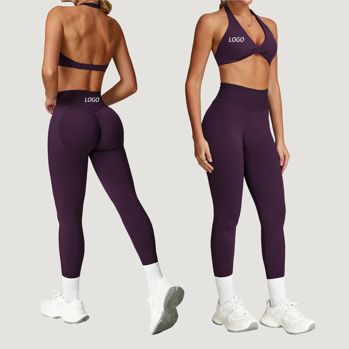 2 Piece Tracksuit Set Gym Running Yoga Sportswear Sports Bra Crop Tank High Waist Leggings Workout Outfits for Women