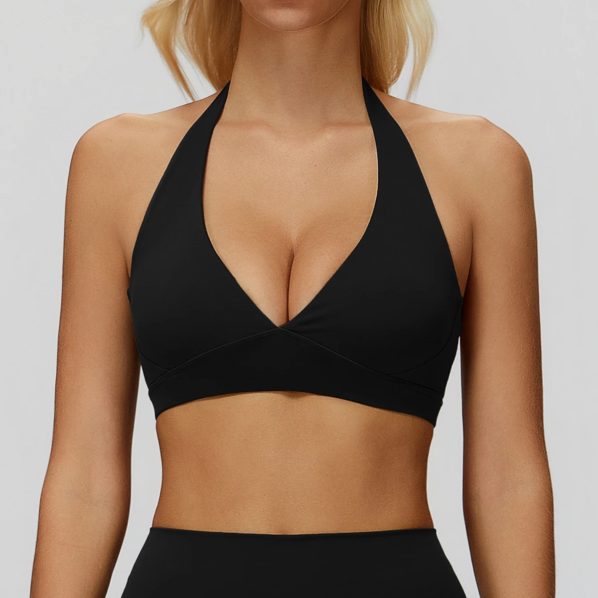 Custom Logo Women's Brushed Yoga Bra Beautiful Back Sports Bra Seamless Fitness Running Neck Hanging Women Underwear