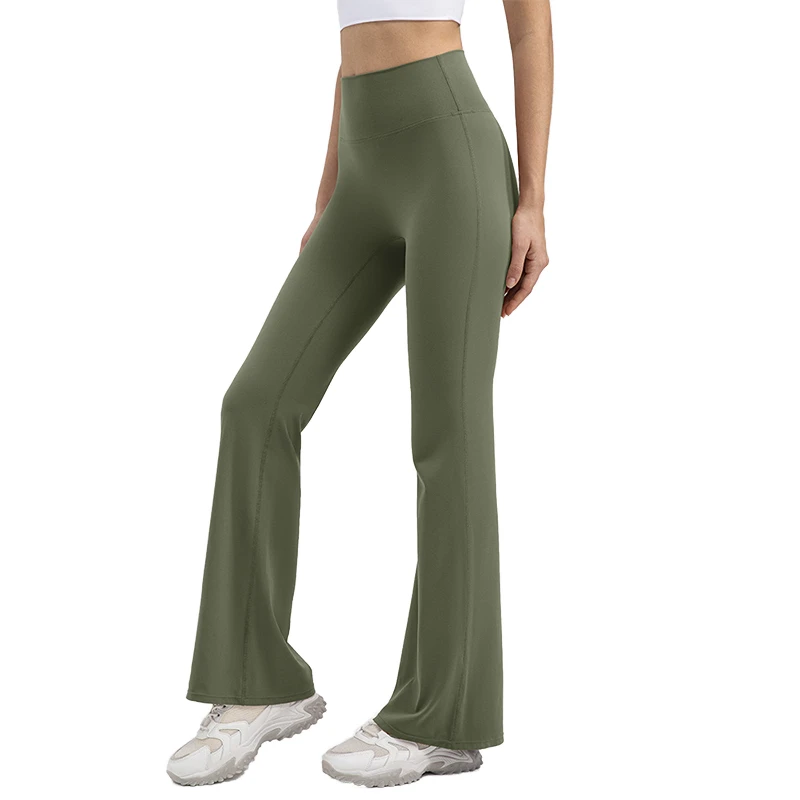 Women's Soft High Waisted Butt Lift Workout Flare Leggings Wide Leg Yoga Pants Elastic Waist Casual Bootleg Print Eco-Friendly