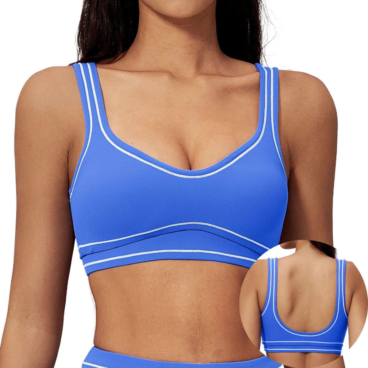Women's Contrasting Colours Brushed Yoga Bra U-Shaped Back Sports Bra Running Fitness Yoga Clothes