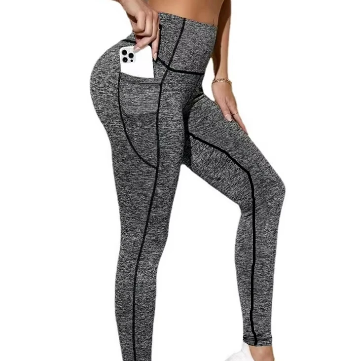 Women High Waist Tummy Control Black Yoga Leggings with Side Pocket Gym Workout Leggings Pants