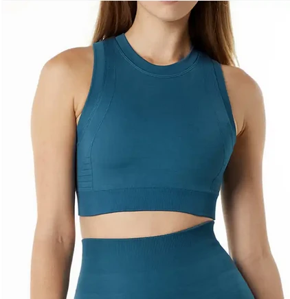 Sustainable Recycled Nylon Crop tank Bra Workout Seamless Crop Bra Cropped Sports Bra