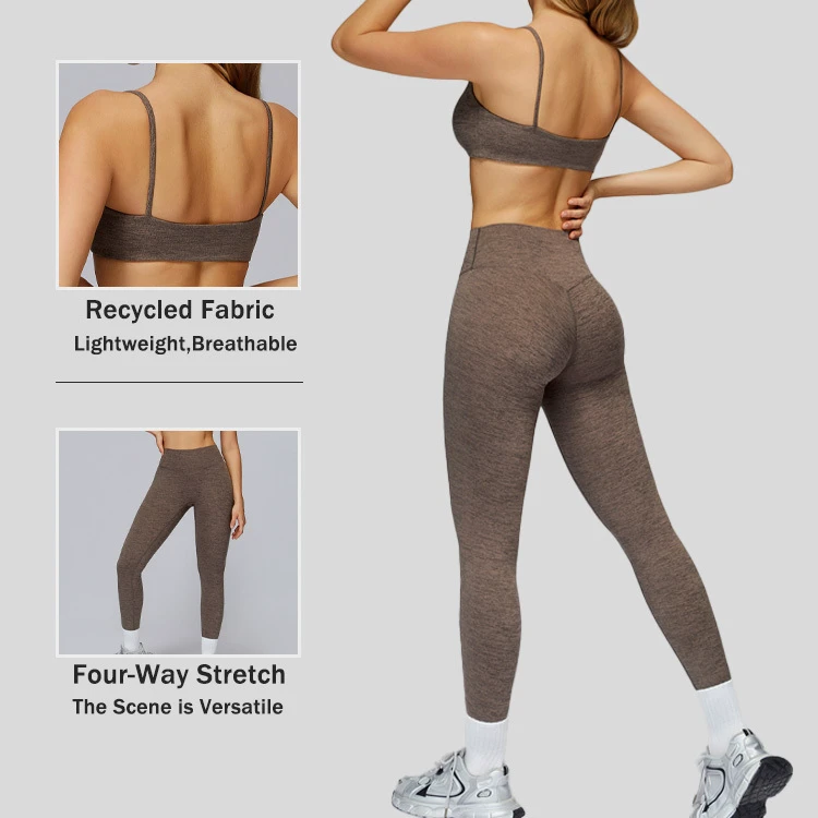 Tummy Control Breathable Workout Sport Outfit High Elasticity Yoga Leggings Quick Dry Sustainable Bra 2pcs Women Yoga Set