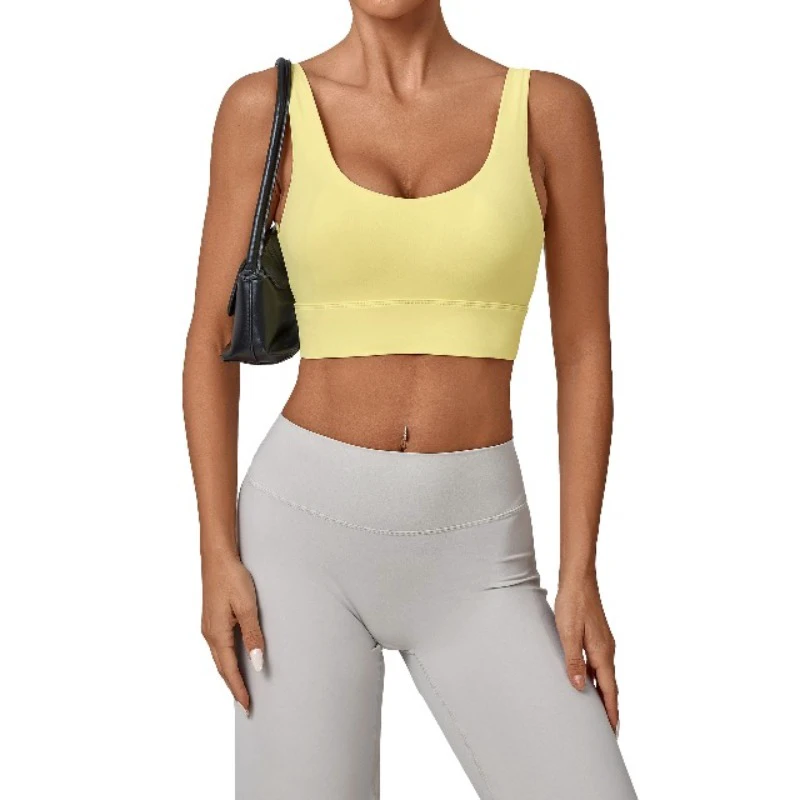 Women's Breathable Cut-Out Sports Push-Up Bra Removable Pads Four-Way Stretch Quick Dry Plus Size Yoga Fitness Vest Tank Top