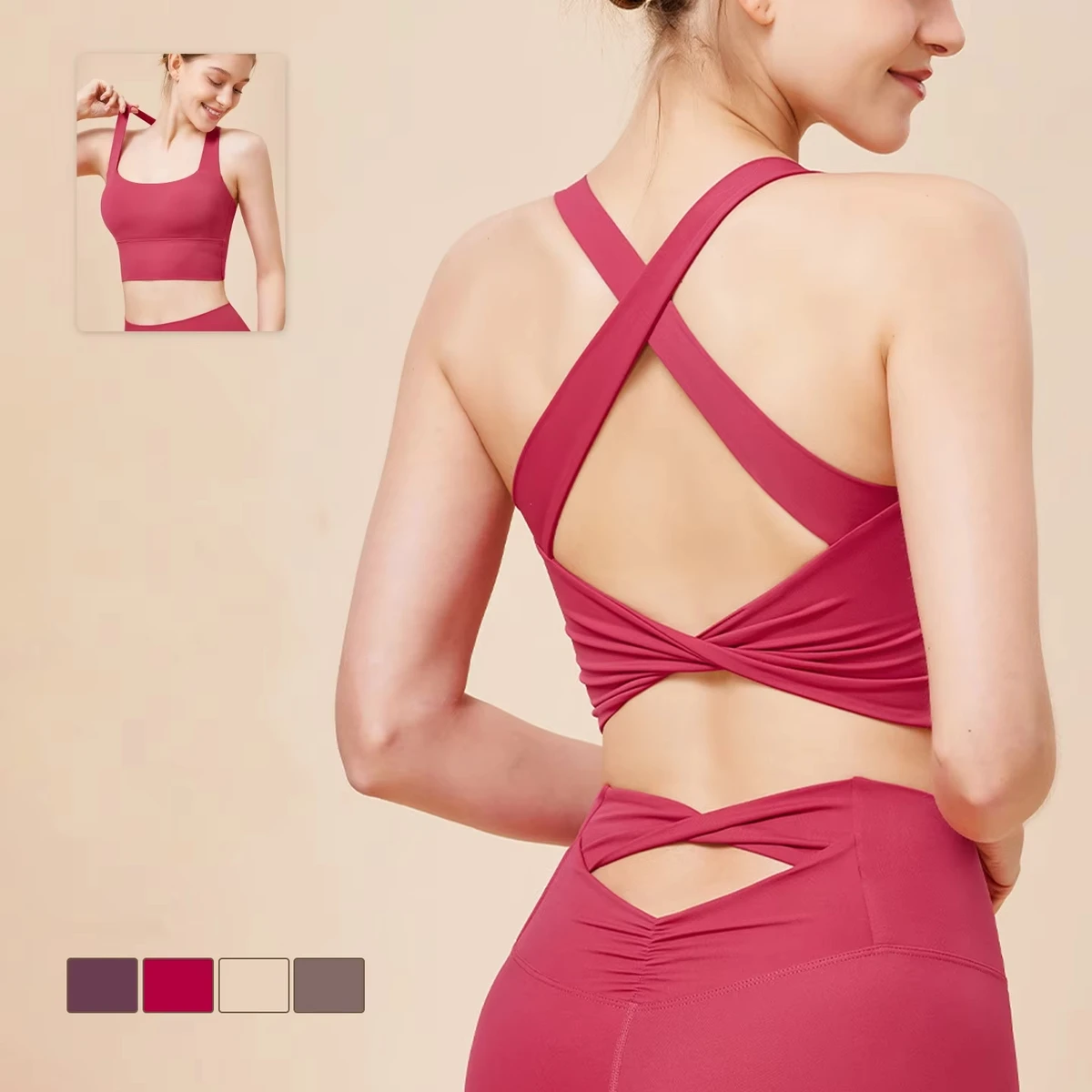 Factory Breathable Quick Dry High Support Front Outdoor Activewear Running Two Piece Yoga Sets Women Lightweight Gym Sports Bras