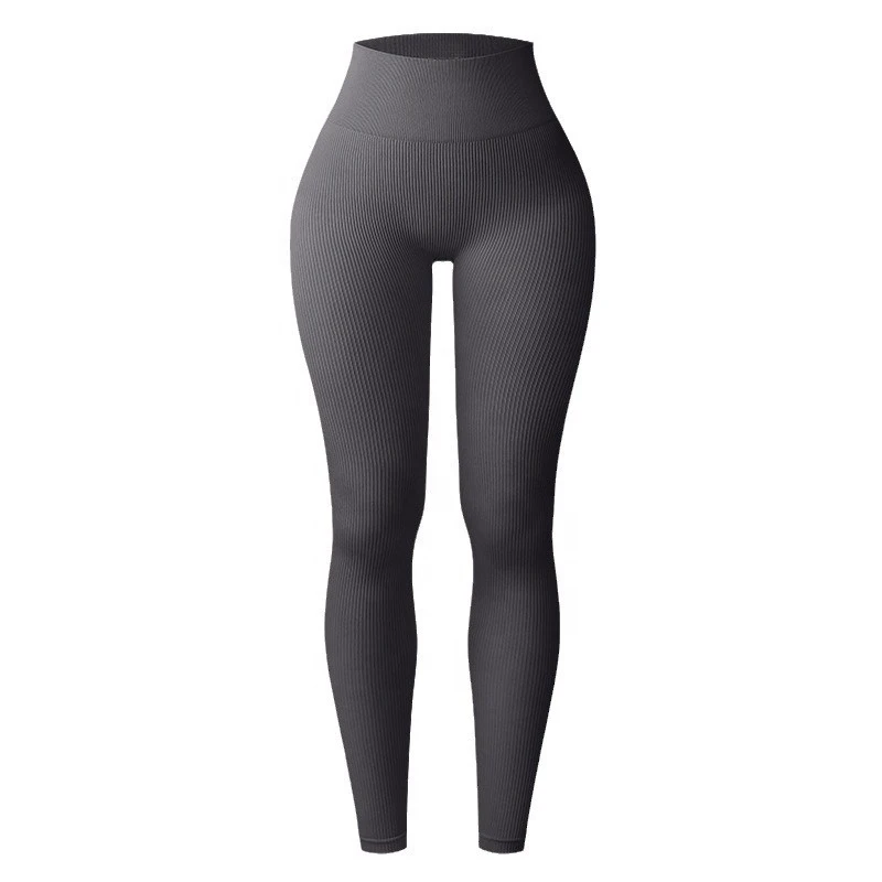 Tights High-waisted Butt-lifting Full-length Ribbed Yoga Pants Women Seamless Running Sports Fitness Sport Leggings