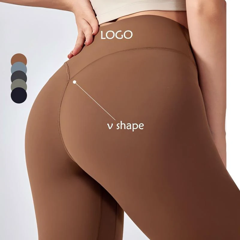 OEM High Waist V-Back Yoga Leggings Four-Way Stretch Plus Breathable Quick Dry Tummy Control Hip Lifting Workout Pants for Women