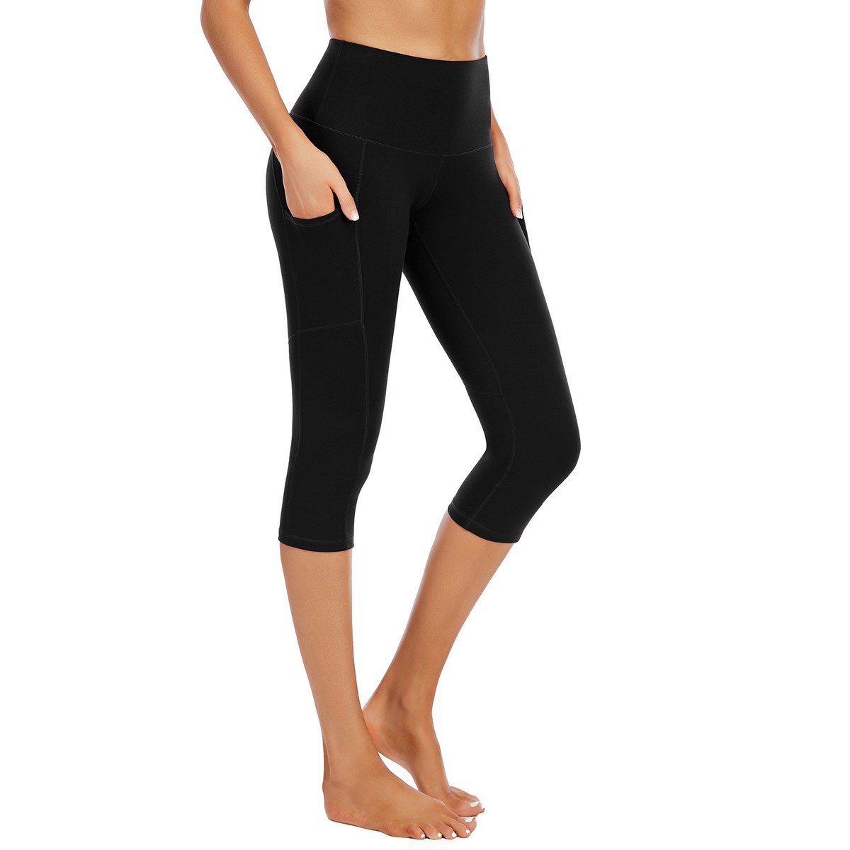 New Product Solid Color High Waist Stretch Pocket Yoga Leggings Pants