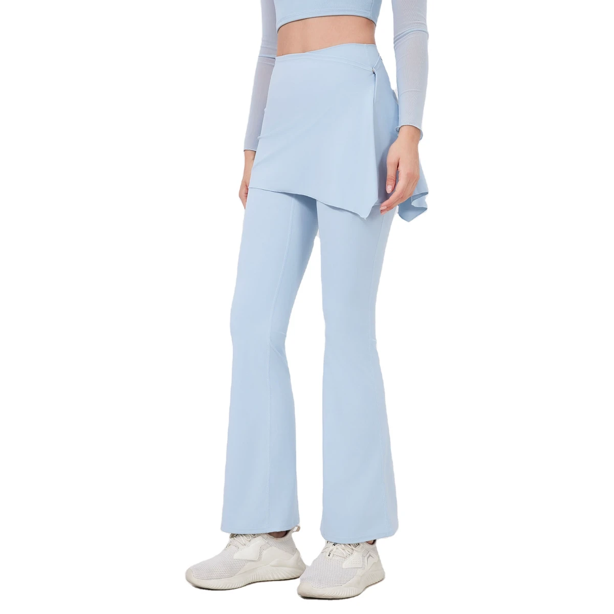 Two-piece High Waist Pleated Hip-lifting Yoga Legging Running Sports Pants Breathable Fitness Flared Legging