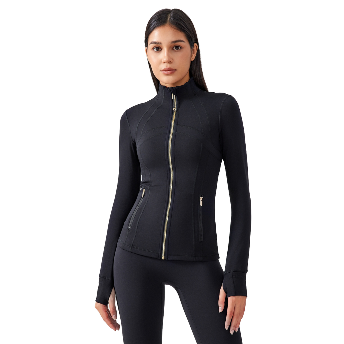 Custom Plus Size Lightweight Solid Breathable Women Sportswear Suit Long Sleeves Zipper Jacket High Waist Pants Gym Fitness Yoga