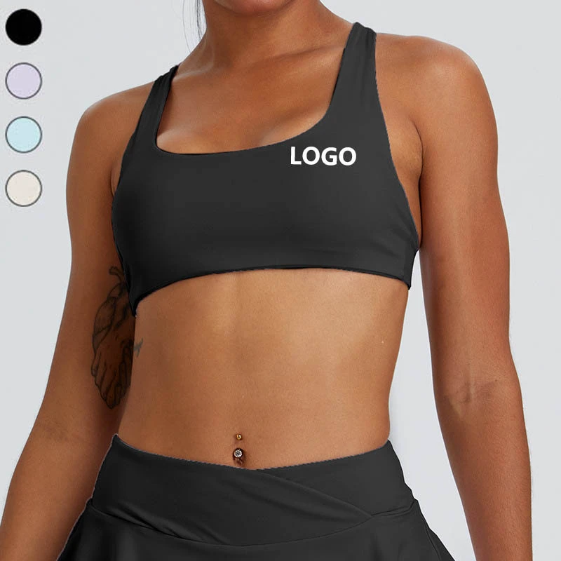 XW-TM0192 Cross Back Sports Tank Custom Backless Gym Women Activewear Wide Strap Workout Padded Yoga Fitness Push up Bra