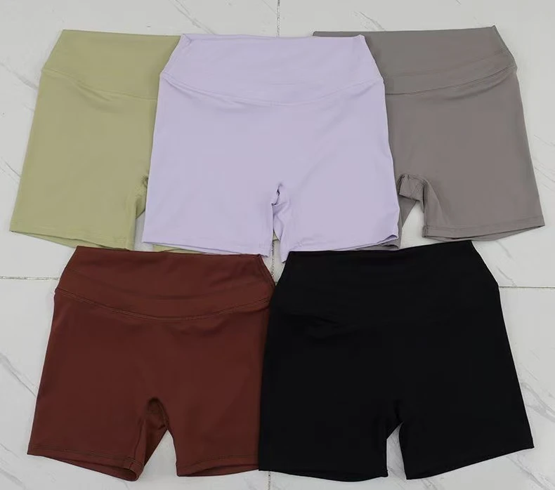 High Waist Plaid Printed Spandex/Nylon Yoga Shorts Eco-Friendly Anti-Bacterial Four-Way Stretch Quick Dry Breathable Compression