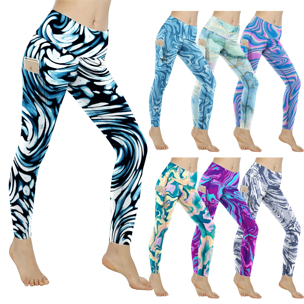 230gsm Womens Solid Color Buttery Soft Brushed Water Print Leggings High Waist Yoga Pants Black Milk Silk Leggings for Women