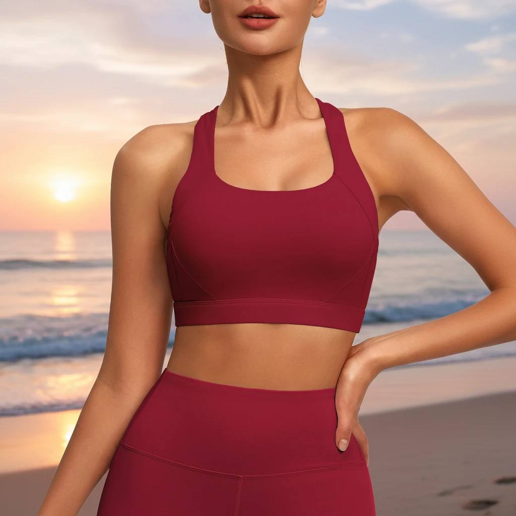Double-sided Brocade Back Cross Yoga Bra for Women High Support Lightweight Spandex Padded with Removable Padded Cups