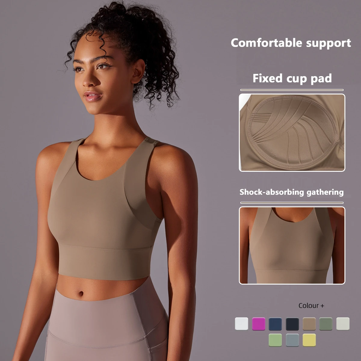 Womens Intimates One Piece Fixed Cup Sports Tank Top Beauty Back Shockproof Yoga Bra Workout Comfortable Fitness Active Wear