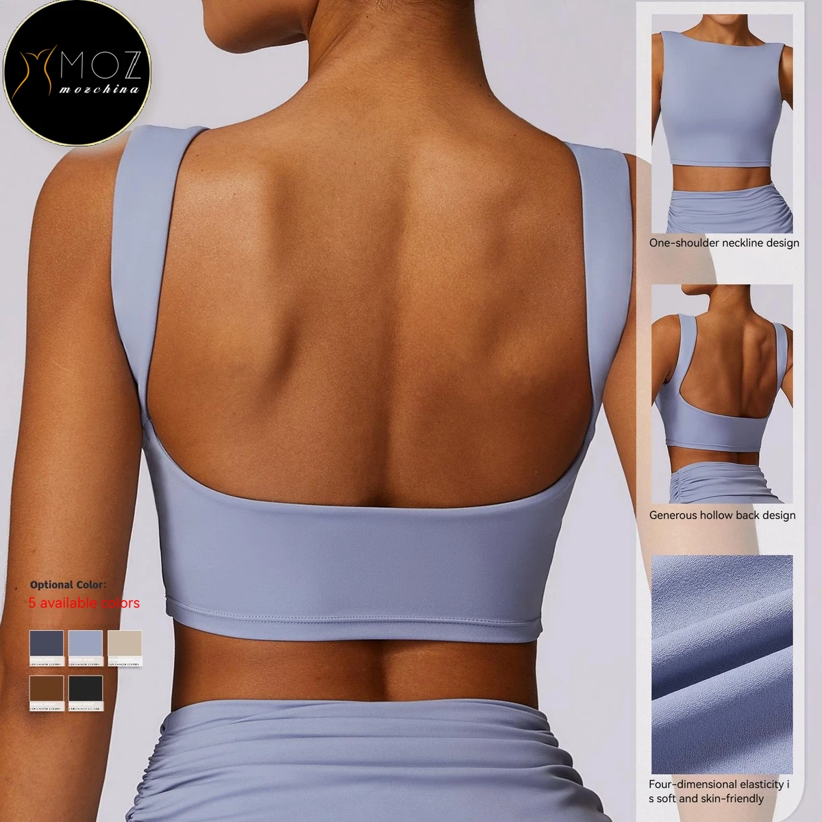 Shockproof Off-Shoulder Sports Bra U-Back High Intensity Push-Up Quick-Dry Fitness Top Running Tight Yoga Tank for Women