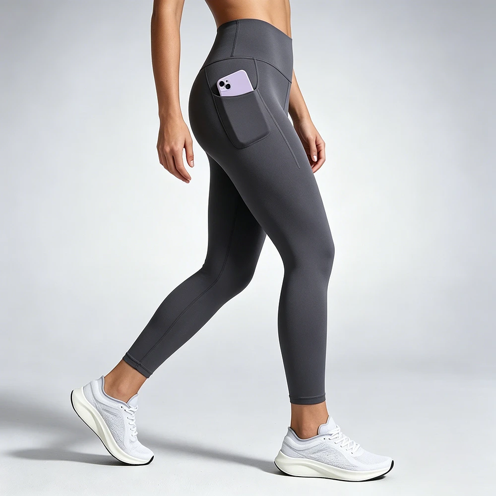 Women Solid High Waisted Yoga Leggings Side Pockets Tummy Control Workout Daily Wear Gym Running Activewear Breathable