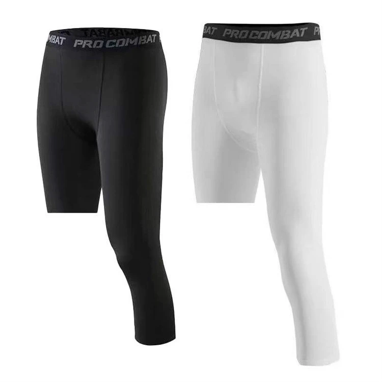 Men's One Leg Compression Pants Cropped Leggings Basketball Football Yoga Fitness Compression Tights Running Customized