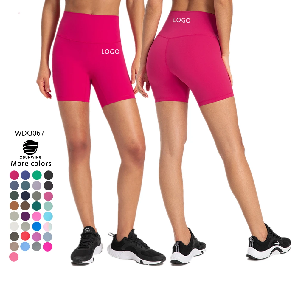 Xsunwing Custom logo Seamless Scrunch Womens Workout Tight Ports Short Leggings Gym Fitness Yoga Biker Shorts for Women WDQ067