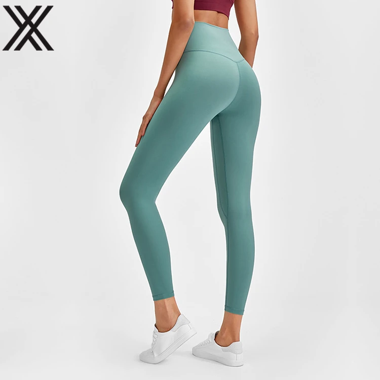 Custom logo Nylon Spandex Quick Drying High Wasted Tummy Control Yoga Pants Wear With Pockets