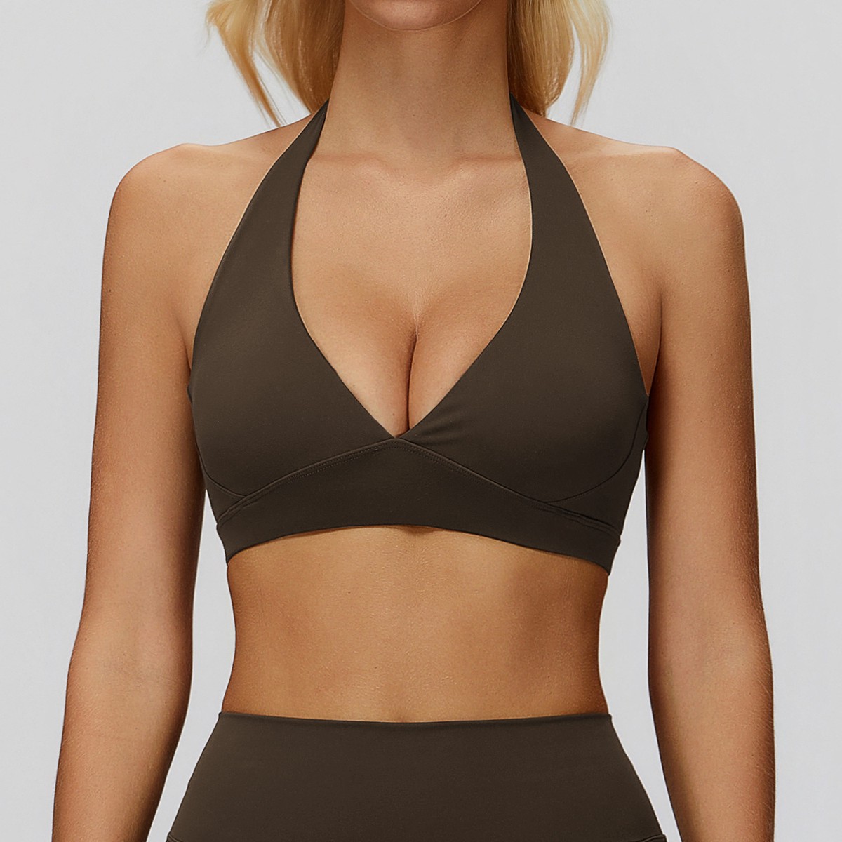 Seamed Deep V Neck Straps Beautiful Back Quick-drying Running Yoga Clothes Sports Yoga Bra for Women