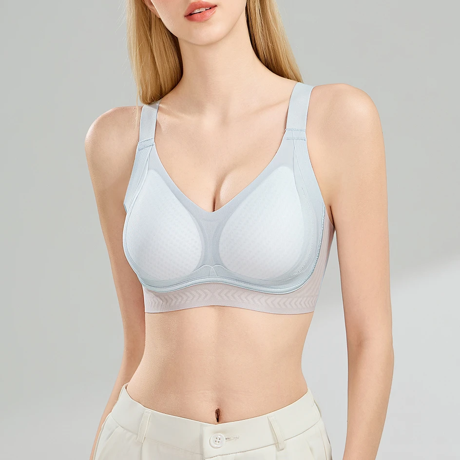 Wireless Lift Anti-Sagging Breathable Thin Sports Bra Solid Seamless Comfortable Push-up Plus Size Bra Adjustable Straps Fixed